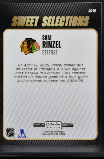 2025-26 O Pee Chee Platinum Sweet Selections Sam Rinzel Chicago Blackhawks 8860