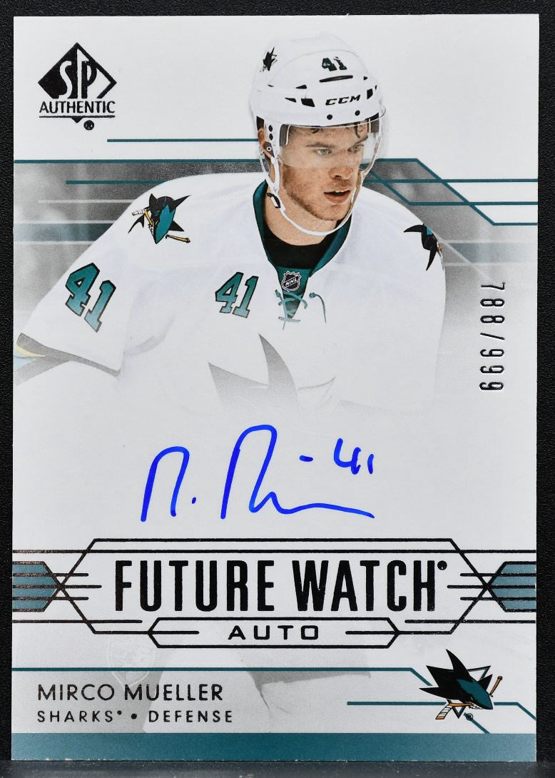 2014-15 SP Authentic Future Watch Auto Mirco Mueller Sharks RC Auto 788/999 1528