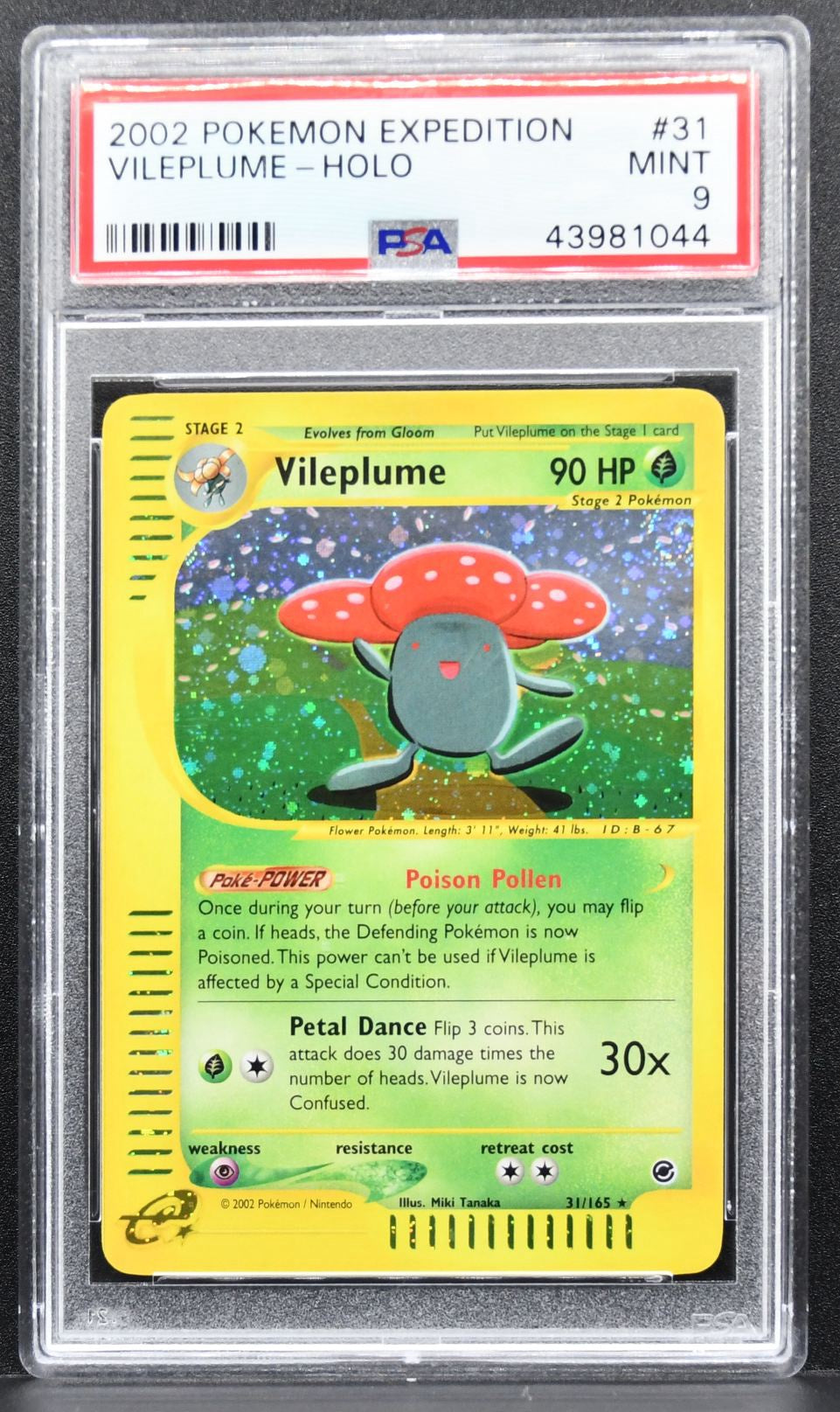Pokémon Vileplume 2002 Expedition 031/165 PSA 9 Holofoil English