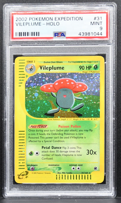 Pokémon Vileplume 2002 Expedition 031/165 PSA 9 Holofoil English