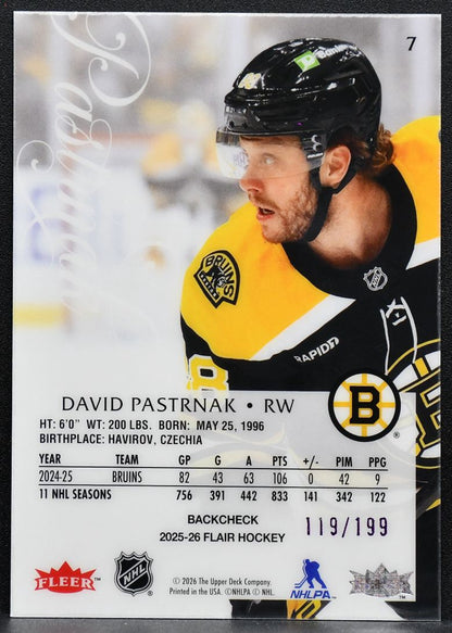 2025-26 Flair Backcheck Variant David Pastrnak 7 Boston Bruins 119/199 7658
