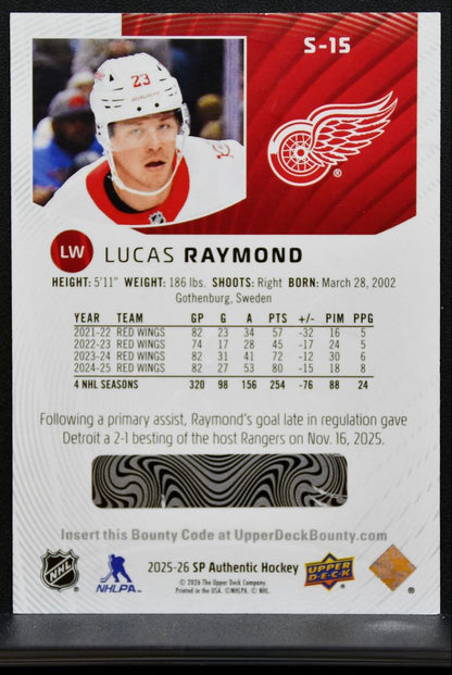 2025-26 SP Authentic Spectrum FX Lucas Raymond S-15 Detroit Red Wings 8426