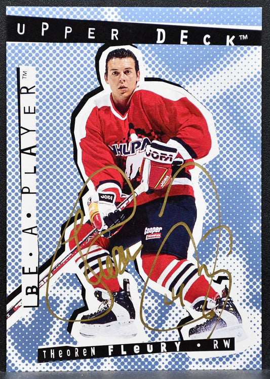 1995-96 Upper Deck Be A Player Auto Theoren Fleury 123 Calgary Flames Auto 1139