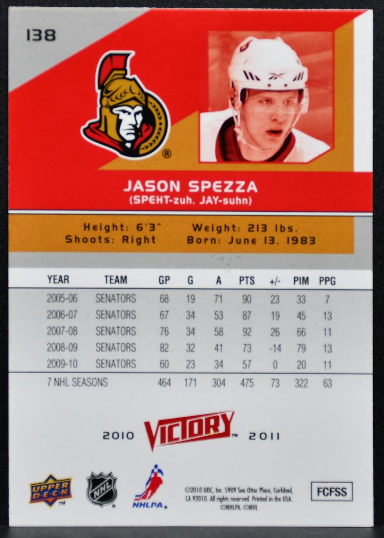2010-11 Upper Deck Victory Red Auto Jason Spezza 138 Ottawa Senators Auto 3067