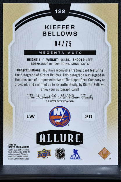 2020-21 UD Allure Rookie Magenta Autographs Bellows Islanders RC Auto 04/75 2836