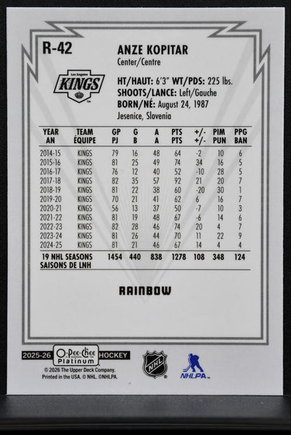 2025-26 O Pee Chee Platinum Retro Rainbow Anze Kopitar Los Angeles Kings 3895