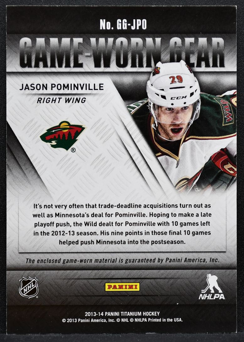 2013-14 Panini Titanium Game Worn Gear Jason Pominville GG-JPO Wild Patch 4046