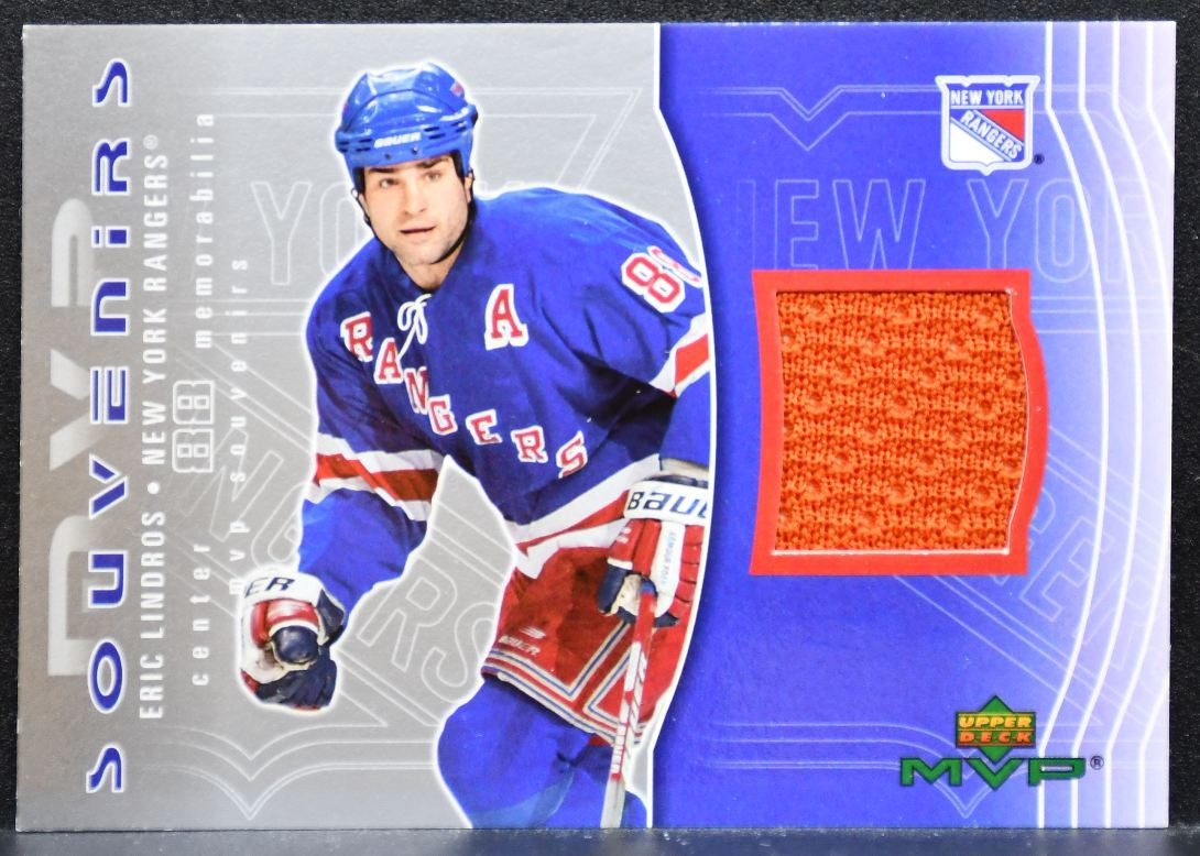 2003-04 Upper Deck MVP Souvenirs Eric Lindros S25 New York Rangers Jersey 8642