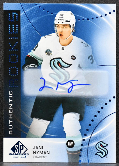 2025-26 SP Game Used Authentic Rookies Blue Auto Jani Nyman Kraken RC Auto 7382