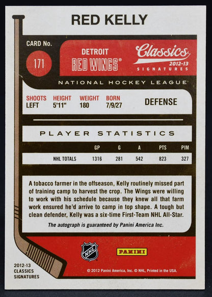 2012-13 Panini Classics Signatures Red Kelly 171 Auto