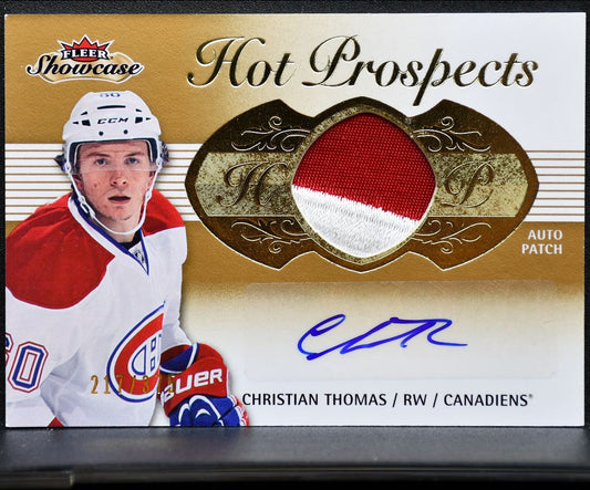 2013-14 Fleer Showcase Hot Prospects Patch Thomas Canadiens RC Auto Patch 1929