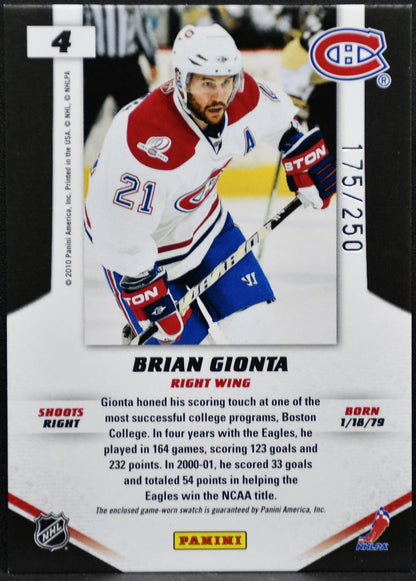 2010-11 Panini Certified Big Men on Campus Jersey Gionta /250 Jersey 2881
