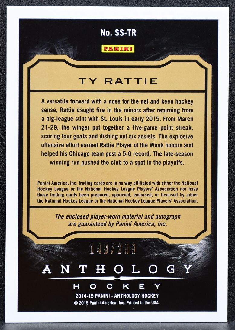2014-15 Panini Anthology Sizeable Signatures Rattie RC Auto 149/299 Jersey 7448
