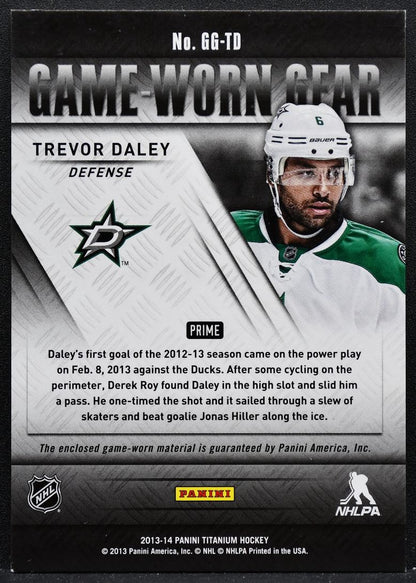 2013-14 Panini Titanium Game Worn Gear Prime Trevor Daley Stars Jersey 3857