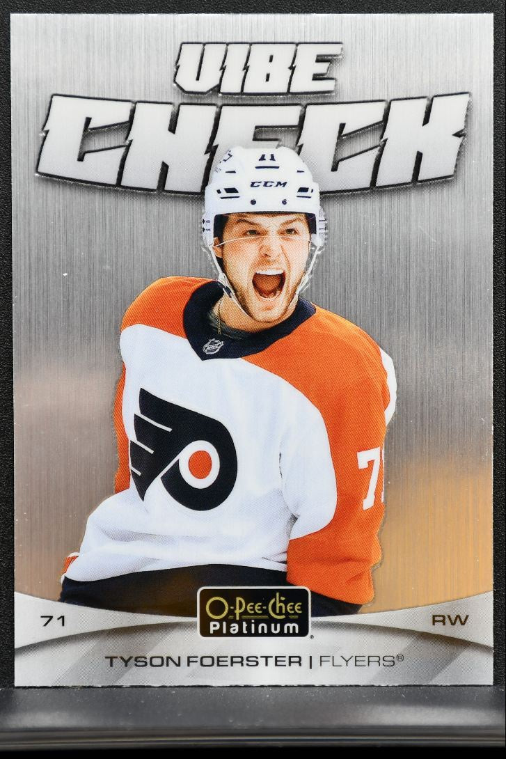 2025-26 O-Pee-Chee Platinum Vibe Check Tyson Foerster Philadelphia Flyers 3772
