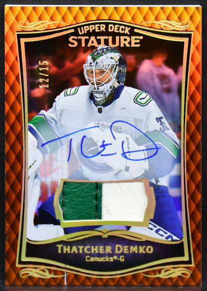 2023-24 UD Stature Memorabilia Orange Demko 6 Canucks Auto 12/15 Patch 4760