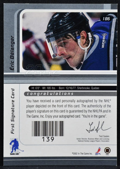 2001-02 Be a Player Signature Series Eric Belanger 186 Auto 4211