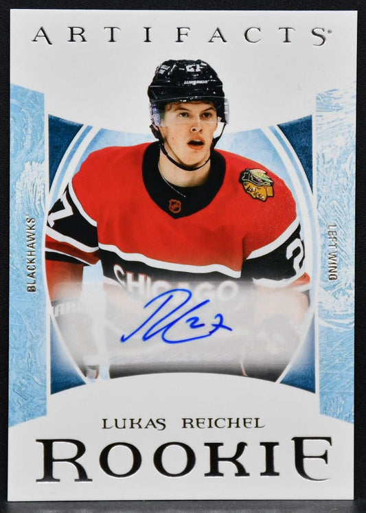2022-23 UD Artifacts Roman Numeral Rookies Auto Silver Lukas Reichel IX RC Auto