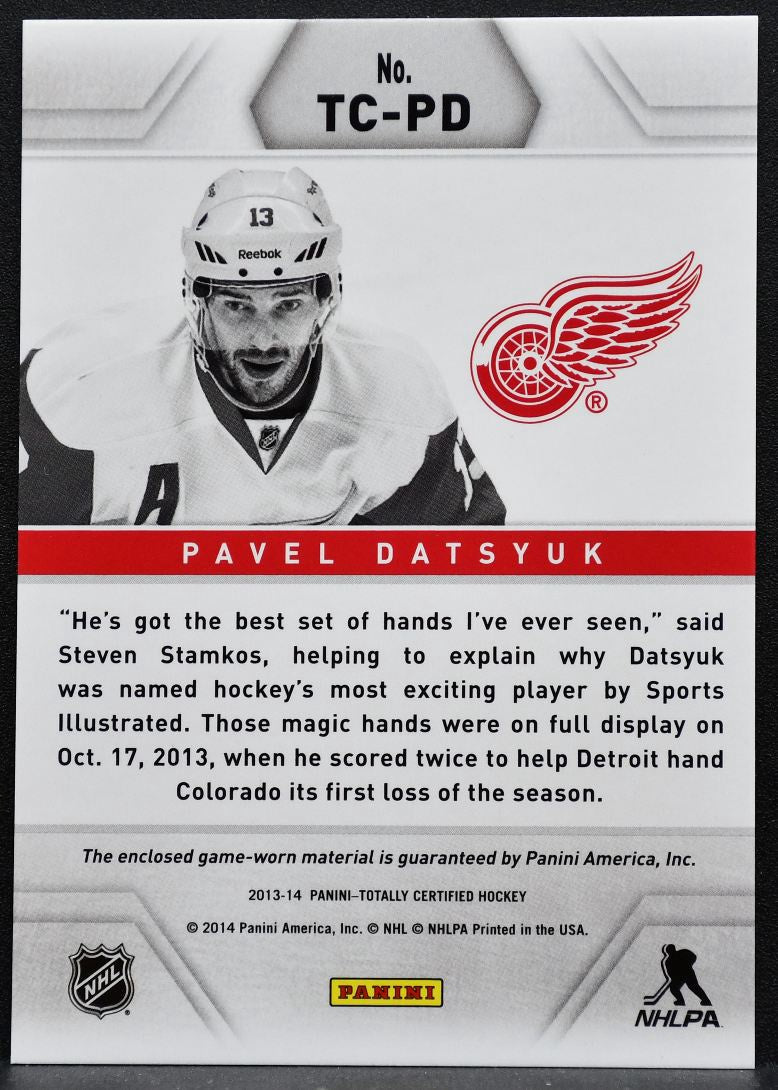 2013-14 Panini Totally Certified Jerseys Red Pavel Datsyuk Red Wings Jersey 6205