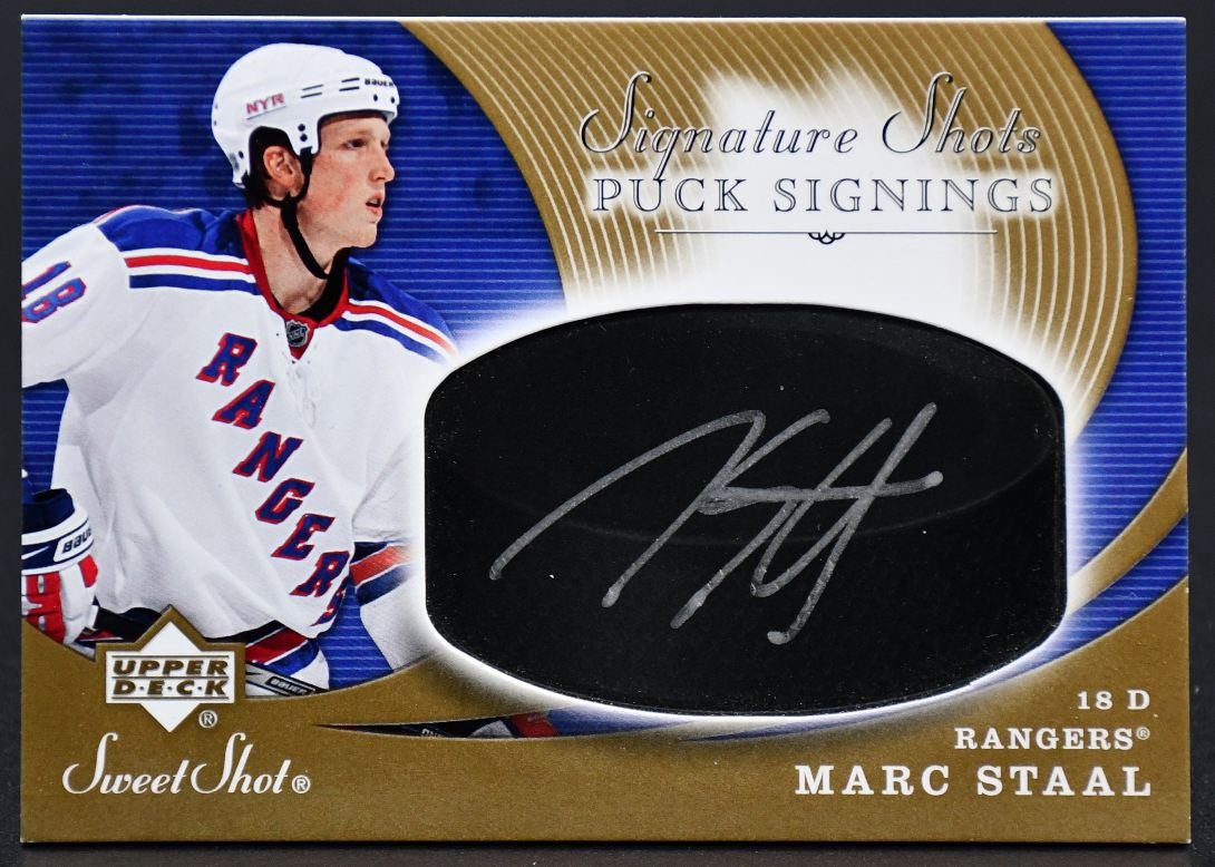 2007-08 UD Sweet Shot Signature Shots Puck Signings Marc Staal SSP-MS Auto