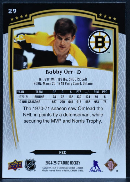 2024-25 Upper Deck Stature Red Bobby Orr 29 Boston Bruins 118/249 7337