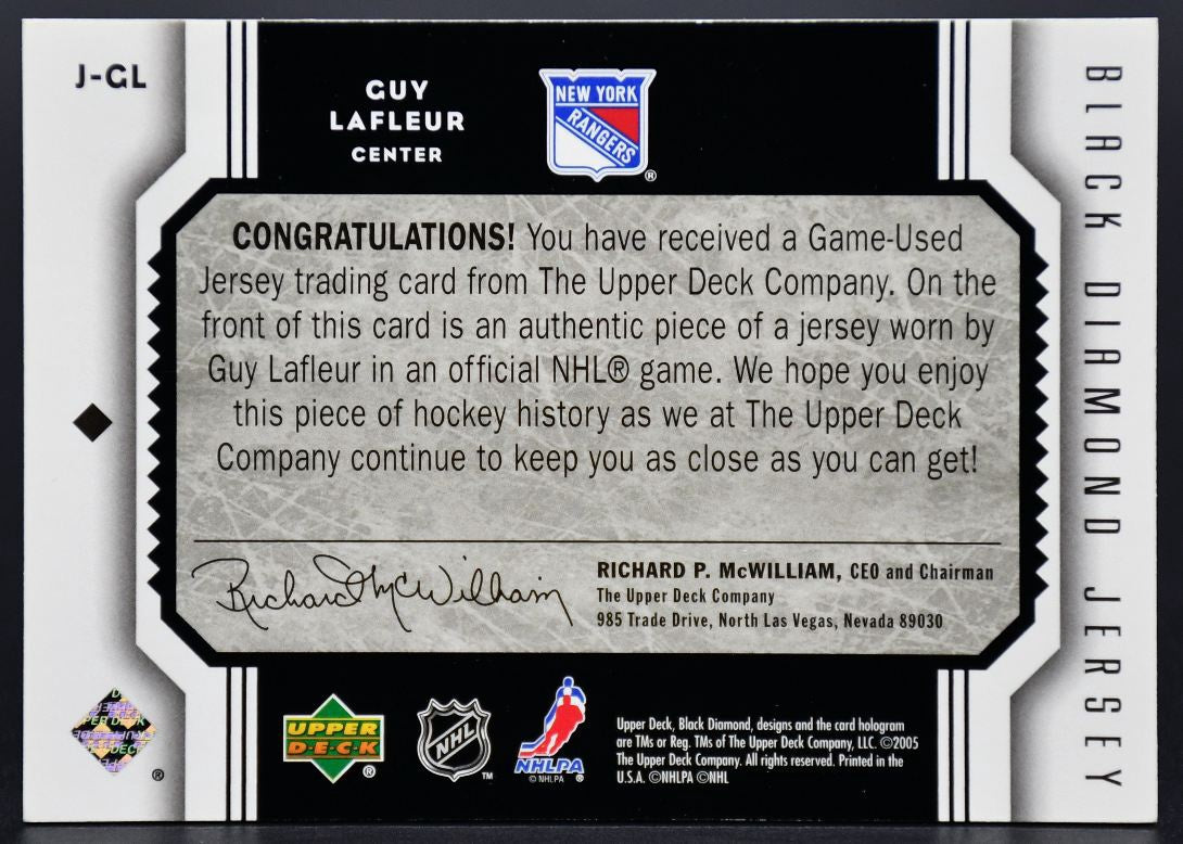2005-06 UD Black Diamond Black Diamond Jersey Guy Lafleur J-GL Jersey