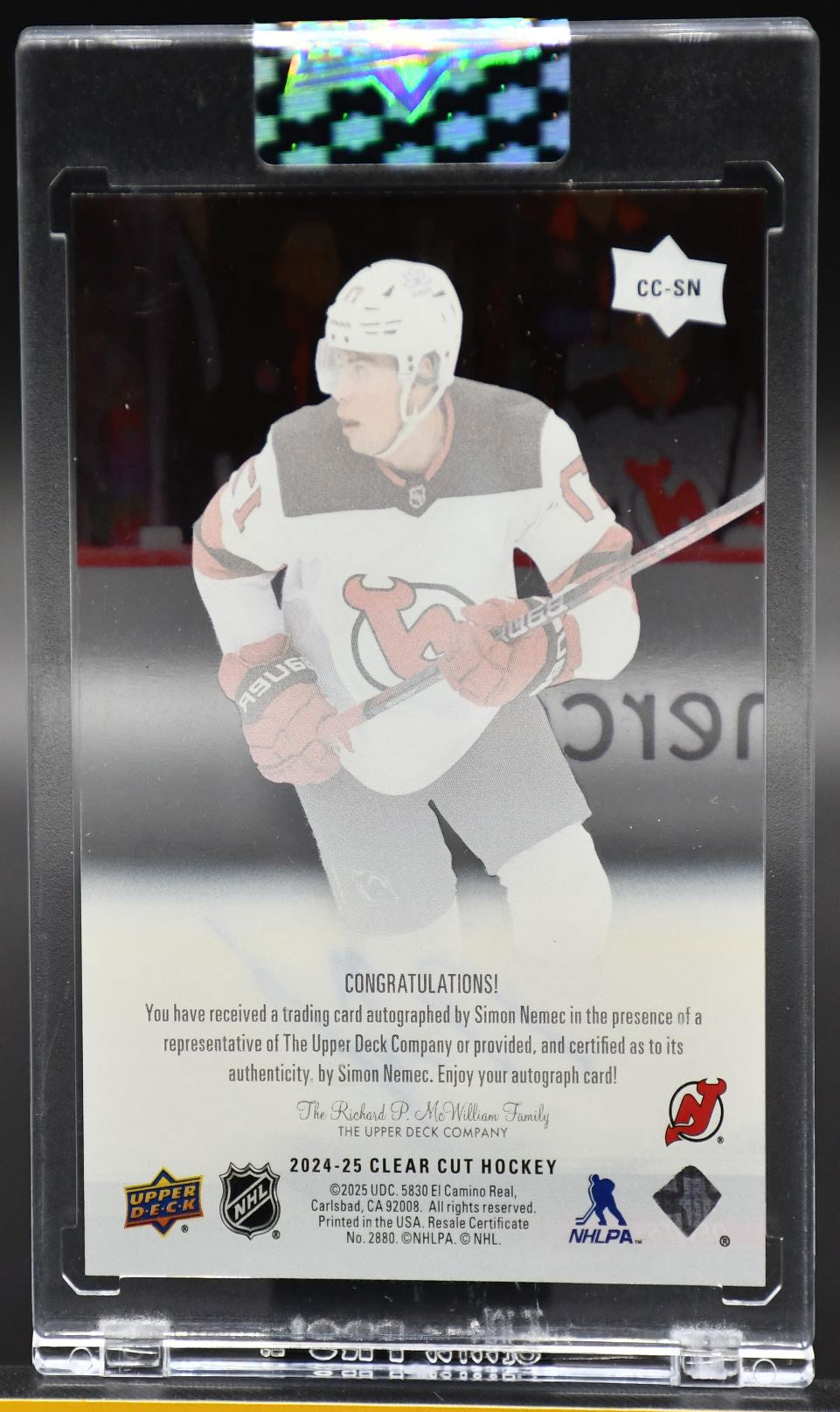 2024-25 UD Clear Cut Simon Nemec CC-SN New Jersey Devils Auto