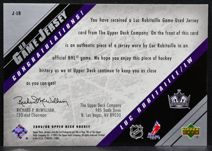 2005-06 Upper Deck UD Game Jersey Luc Robitaille J-LR Kings Jersey 8337