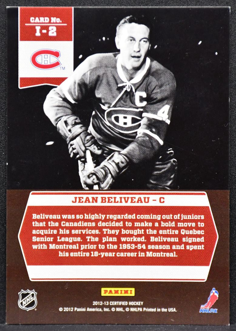 2012-13 Panini Certified Icons Jean Beliveau I-2 Montreal Canadiens 120/250 1084