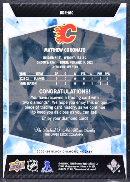 23-24 UD Black Diamond RC Gems Relics Ruby Coronato BDR-MC Flames RC 45/49 8143