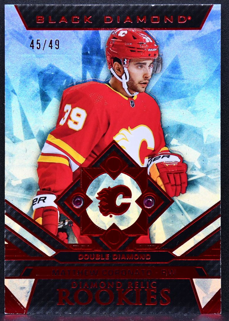 23-24 UD Black Diamond RC Gems Relics Ruby Coronato BDR-MC Flames RC 45/49 8143