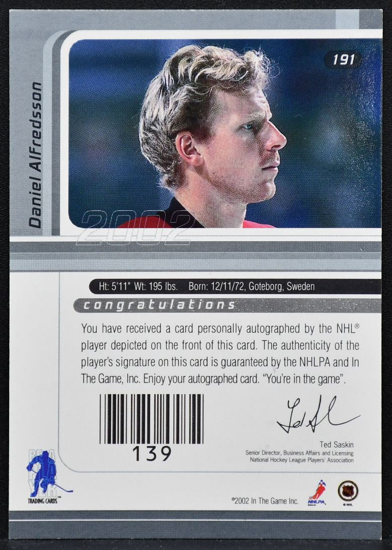 2002-03 Be a Player Signature Series Autograph Daniel Alfredsson 191  Auto