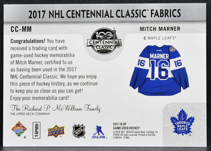 2017-18 SP Game Used 2017 NHL Centennial Classic Fabrics Marner Jersey 1373