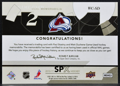 2010-11 SPx Winning Combos Paul Stastny/Matt Duchene WC-SD Avalanche Jersey 3318