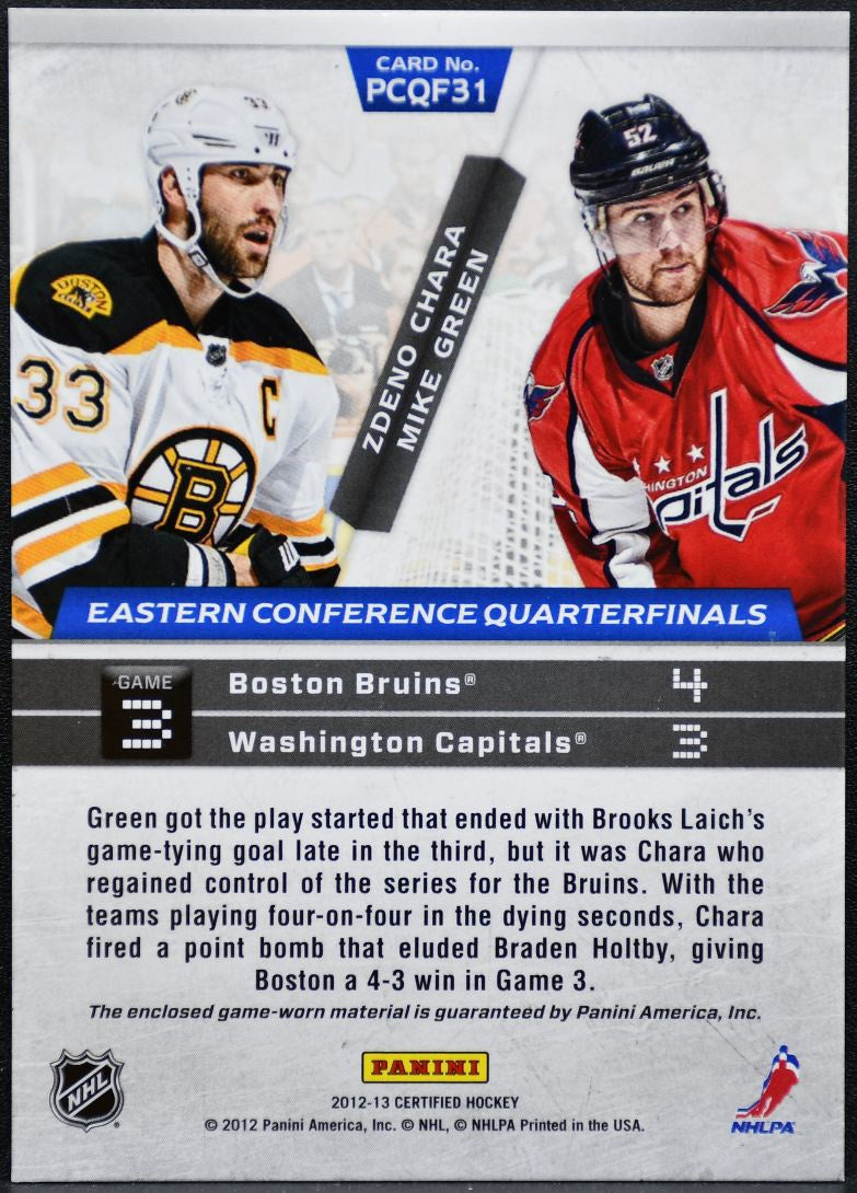 2012-13 Panini Certified Path to the Cup Jersey Chara/Green /250 Jersey 9409
