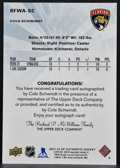 2021-22 SP Authentic 2011-12 Retro FW Auto Schwindt RC Auto 267/499 9404