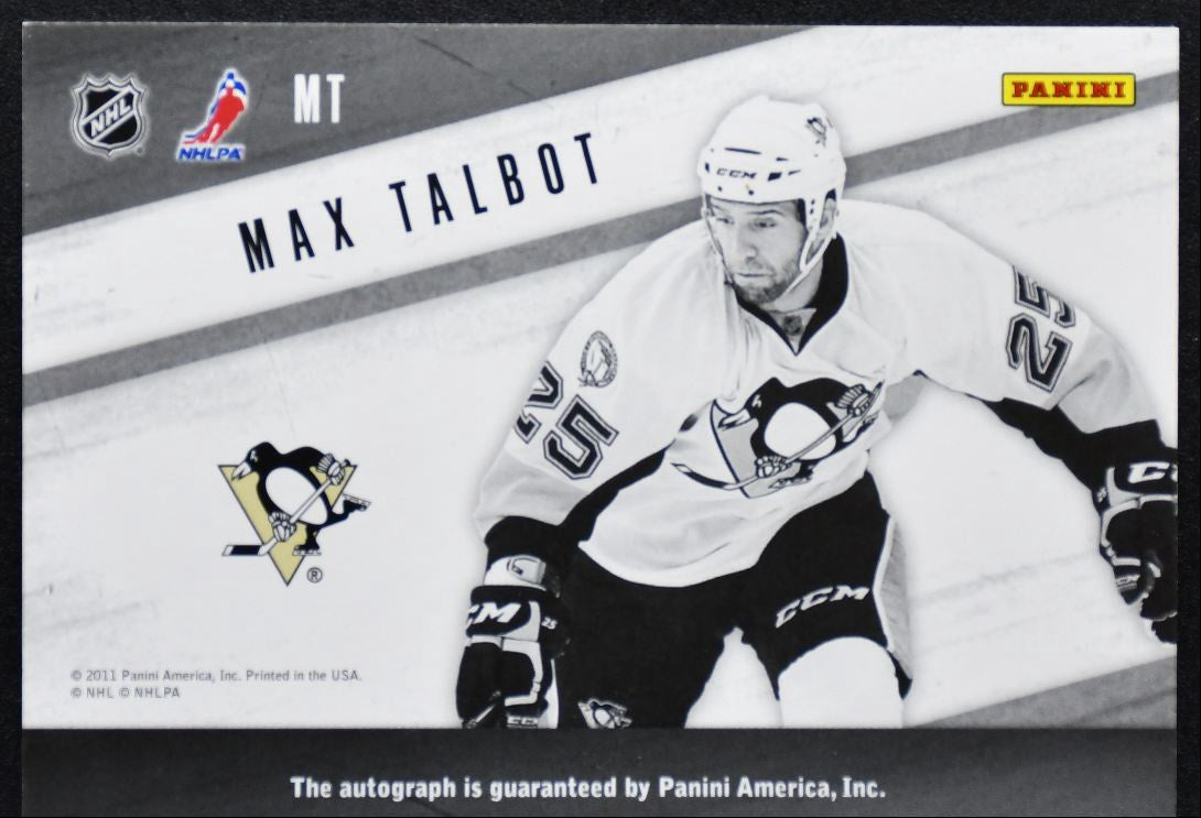 2011-12 Panini Zenith Yours Truly Max Talbot MT Pittsburgh Penguins Auto 3742