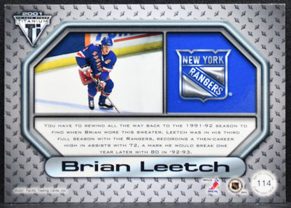 2000-01 Pacific Private Stock Titanium Jerseys Brian Leetch Rangers Jersey 5764