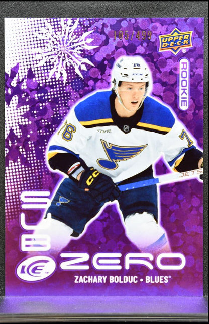 2024-25 UD Ice Sub Zero Rookies Zachary Bolduc SZ-ZB Blues RC /499 0823