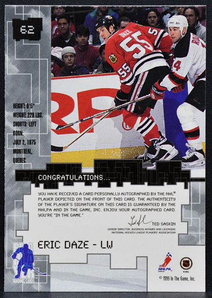 1999-100 In the Game Millennium Auto Series Gold Daze 62 Blackhawks Auto 1257