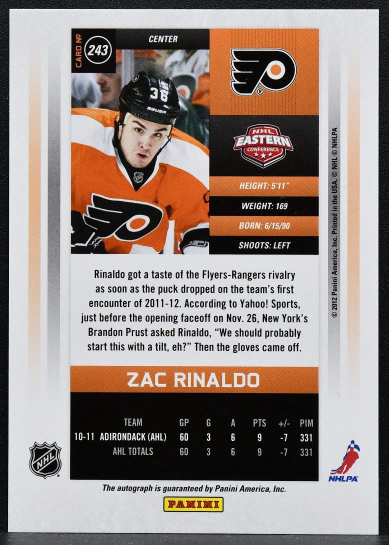 2011-12 Panini Contenders Calder Auto Zac Rinaldo 243 RC Auto 4334