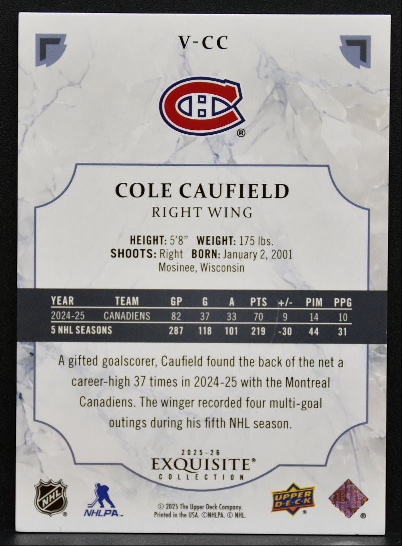 2025-26 UD Black Diamond Exquisite Collection Cole Caufield 033/399 8082