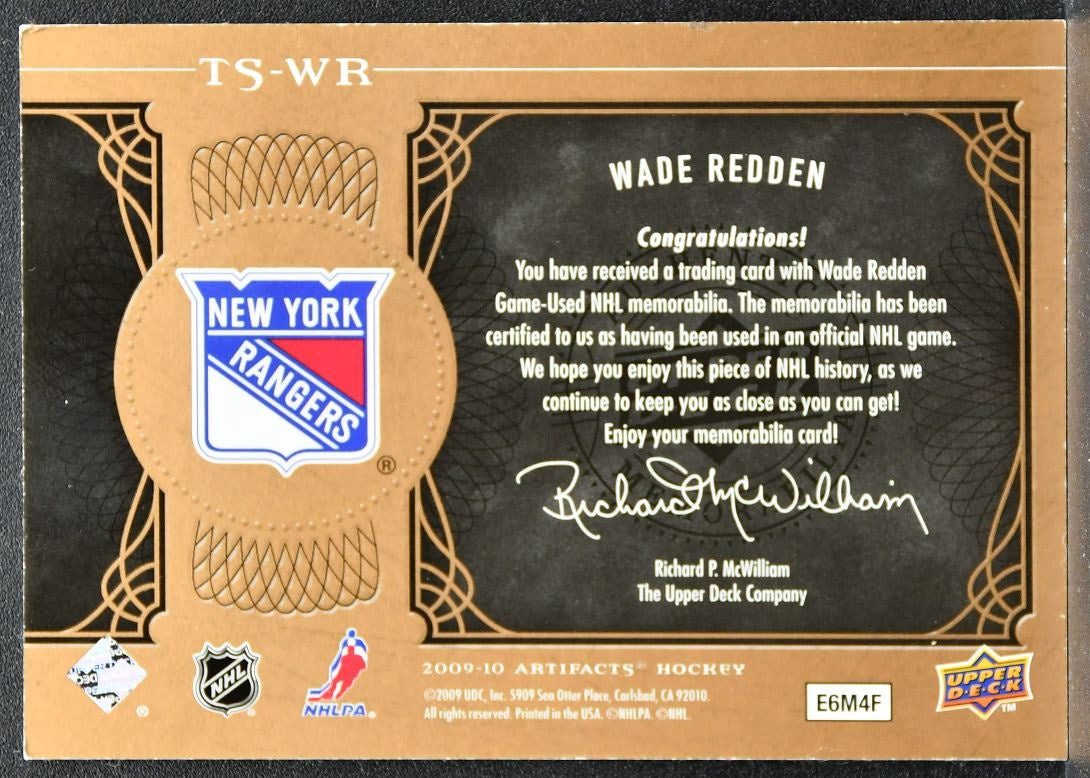 2009-10 Upper Deck Artifacts Treasured Swatches Wade Redden Rangers Jersey 2006