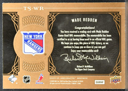 2009-10 Upper Deck Artifacts Treasured Swatches Wade Redden Rangers Jersey 2006