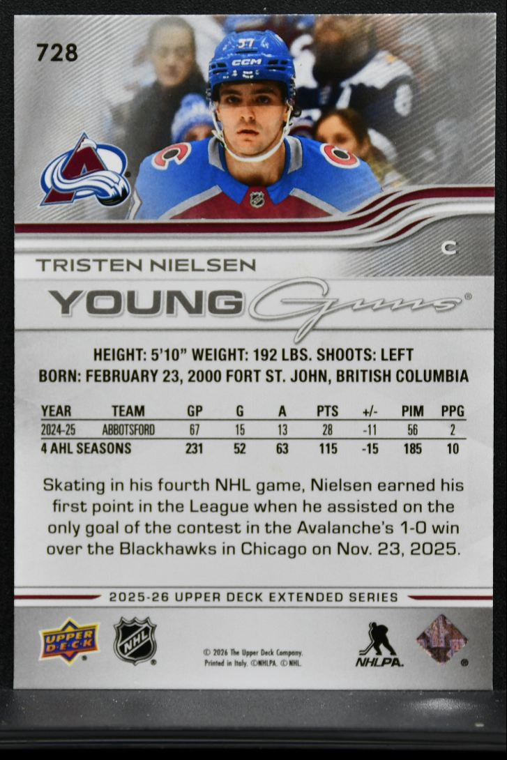 2025-26 Upper Deck Extended Series Young Guns Tristen Nielsen Avalanche RC 9980
