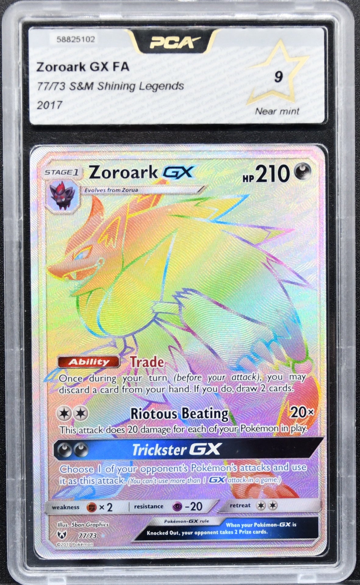Pokémon Sun & Moon Shining Legends Zoroark GX (Full Art) 77/73  Holofoil PCA 9