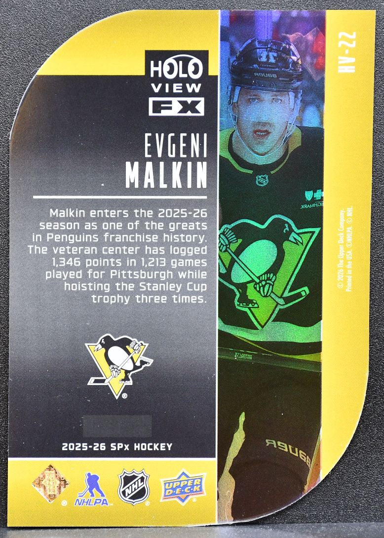 2025-26 SPx HoloView FX Evgeni Malkin HV-22 Pittsburgh Penguins Die-Cut 0924