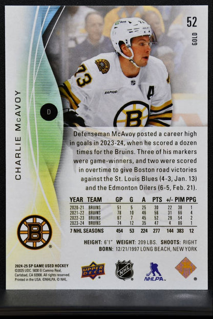 2024-25 SP Game Used Gold Charlie McAvoy 52 Boston Bruins 046/149 7573