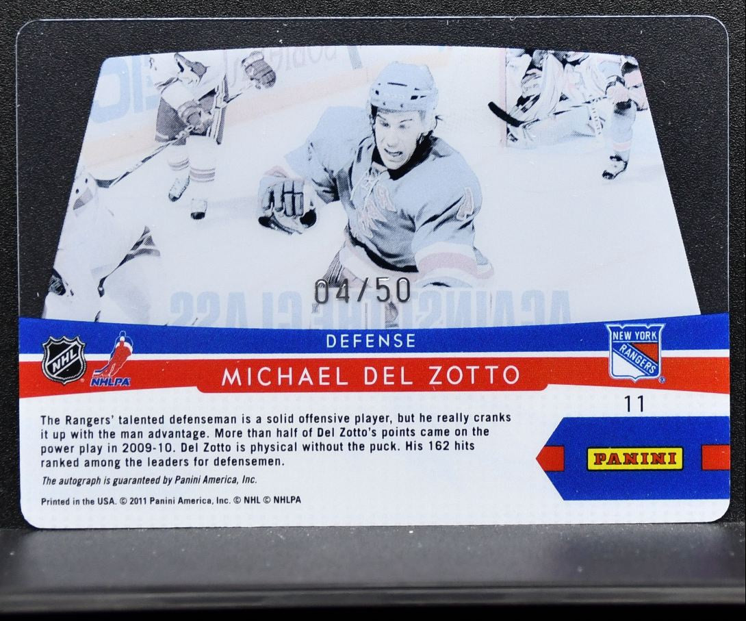 2011-12 Panini Playoff Contenders Against The Glass Del Zotto Auto 04/50 0383