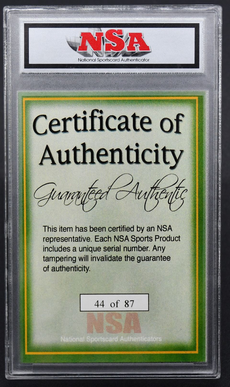 NSA Game Used Memorabilia Sidney Crosby 44/87 Jersey